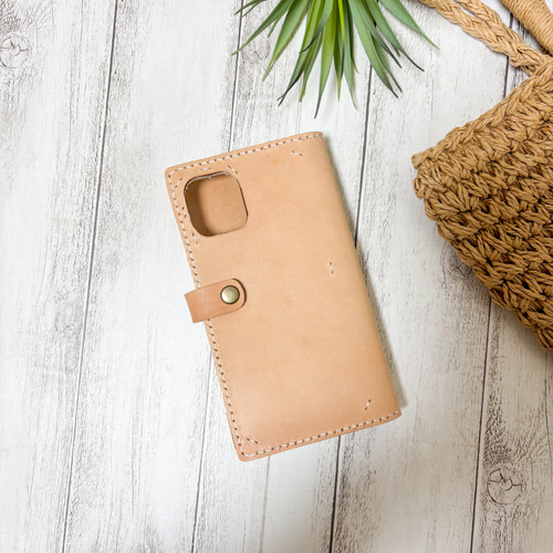 iPhoneケース レザークラフト 本革 ヌメ革 手帳型 スマホケース