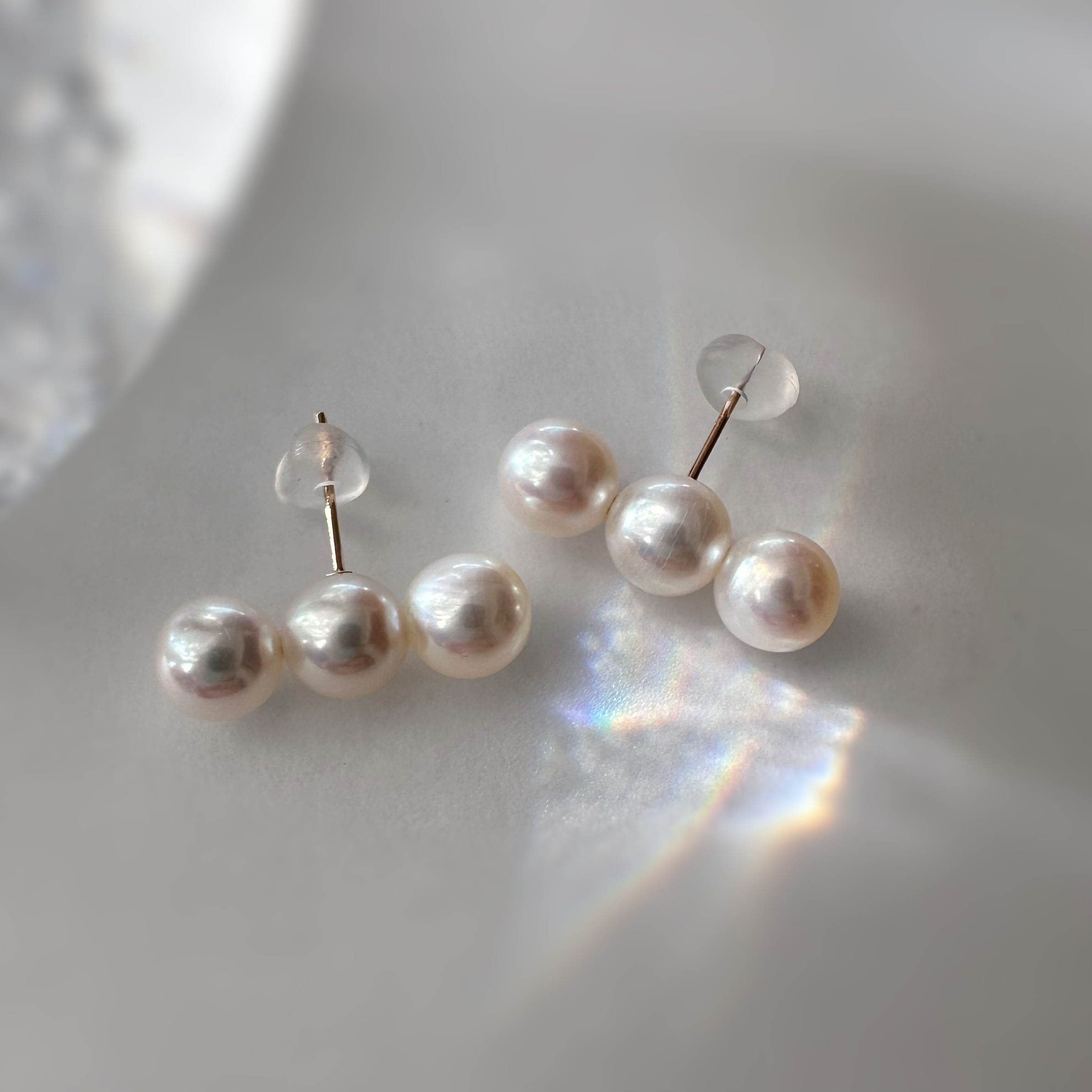 "凛華 りんか pearl" ピアス イヤリング　3連パール　3粒パール