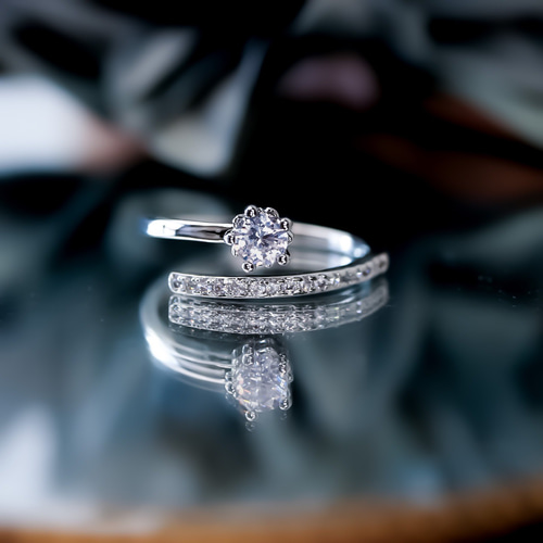 MR259】華奢なCzダイヤモンド ツイスト フォークリング／指輪 シンプル