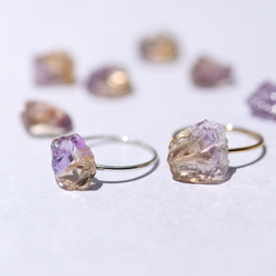 紫黃晶礦物寶石 14kgf / 925 銀戒指 [可用石頭 / 可用金屬配件] 天然石材配件 第4張的照片