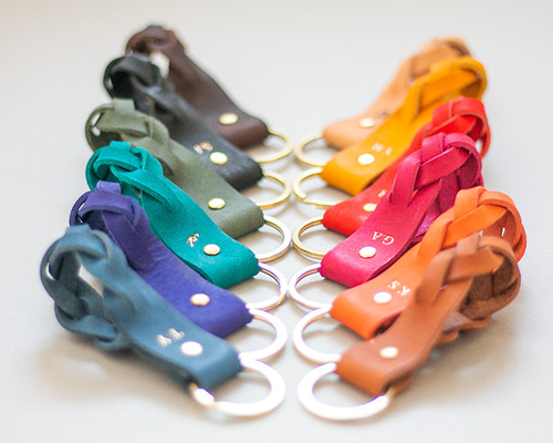 刻印無料 ］編み込みキーホルダー｜-vivido- キーリング icchi leather