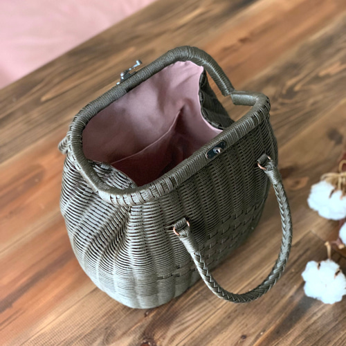 受注制作】かごバッグ - スクエア - 焦茶 かごバッグ Lop 通販