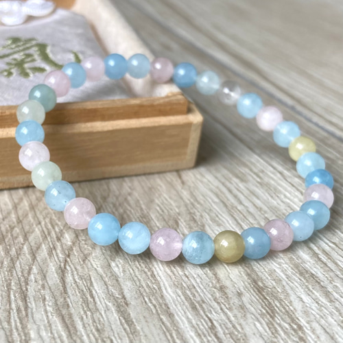 【限定販売】 愛と癒しの 天然石 天然石ブレスレット/ミックスベリル/パワー ブレスレット・バングル
