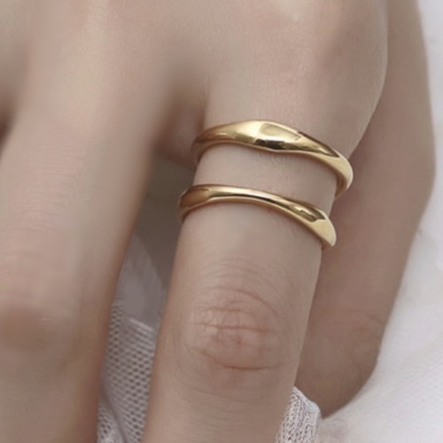 ダブル変形ラインリングシルバーリング Silver925RG24 指輪