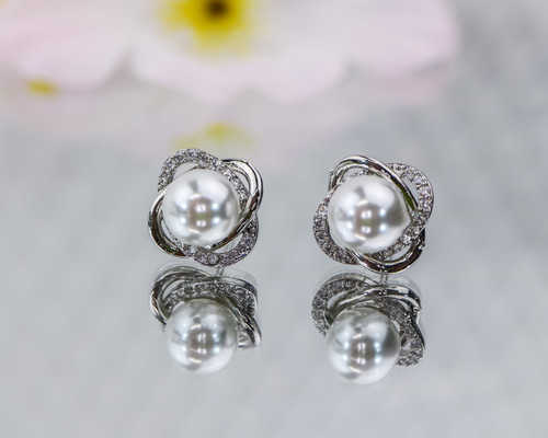 Pt999フレッシュウォーターパール/ダイヤモンドピアス