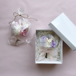 再販×26 グレー系 チュールリボン♡pink♡ ドライフラワーの花束　ブーケ ギフト 4枚目の画像