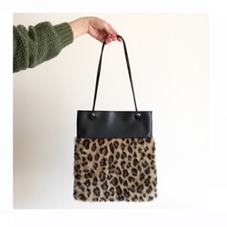 【ラスト1点です！】eco fur × eco leather tote bag （レオパード） 1枚目の画像