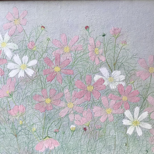 絵画。壁掛け絵原画【花が咲いている世界の妖精が祝福している。】