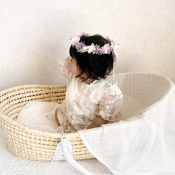 【送料無料】ベビー　キッズ　花冠　~pink purple silver~  花かんむり　結婚式　子供用　誕生日 3枚目の画像