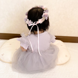 【送料無料】ベビー　キッズ　花冠　~pink purple silver~  花かんむり　結婚式　子供用　誕生日 4枚目の画像