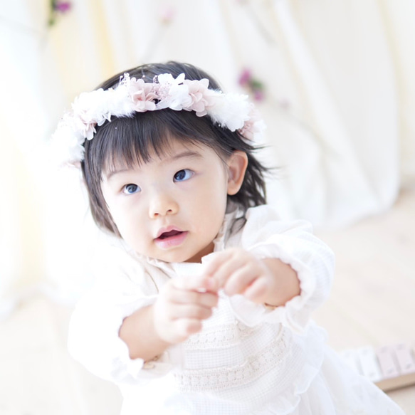 【送料無料】ベビー　キッズ　花冠　~ichigomilk~  花かんむり　はなかんむり　結婚式　子供用　誕生日 4枚目の画像