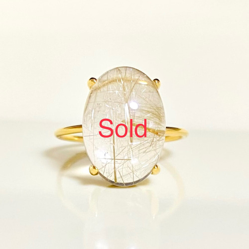 美品　ルチルクォーツ　リング　11号 人気☆【再販26】ルチルクォーツAA+ 大粒 リング 11号 天然石