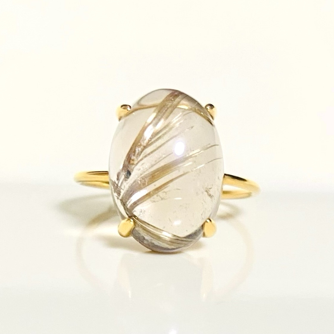 美品　ルチルクォーツ　リング　11号 人気☆【再販26】ルチルクォーツAA+ 大粒 リング 11号 天然石