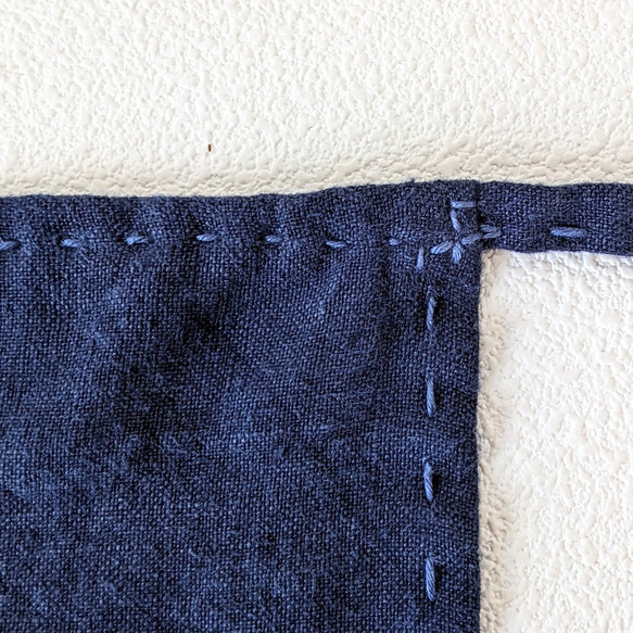 手縫い　荒炊き染(富山）　越中ふんどし　男女兼用セミオーダー（リネン100%・群青色・ヘンプ糸使用） 5枚目の画像