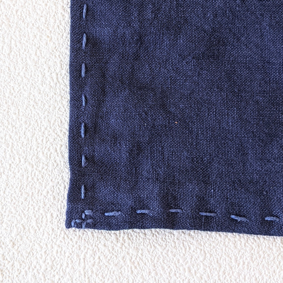 手縫い　荒炊き染(富山）　越中ふんどし　男女兼用セミオーダー（リネン100%・群青色・ヘンプ糸使用） 7枚目の画像