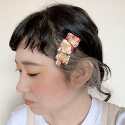 アンティークな雰囲気•ヘアクリップ赤×ラベンダー 9枚目の画像