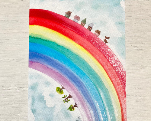 【即日発送】キッズアート ポストカード 水彩画 e33e0fd6f583527bf79e1d5e75c60c