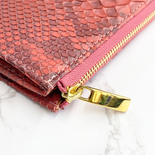 パイソン(赤) 長財布 パイソン 長財布 アイボリー 内側レッド 本革