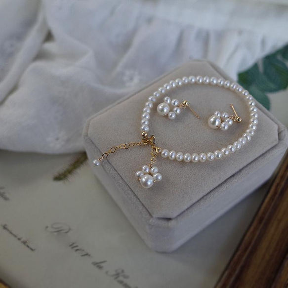 母の日『猫の足』韓国風 真珠淡水パール リボン ピアス 人工 ダイヤモンド ジルコン 誕生石 ダイヤ ピアス  春の福袋 7枚目の画像