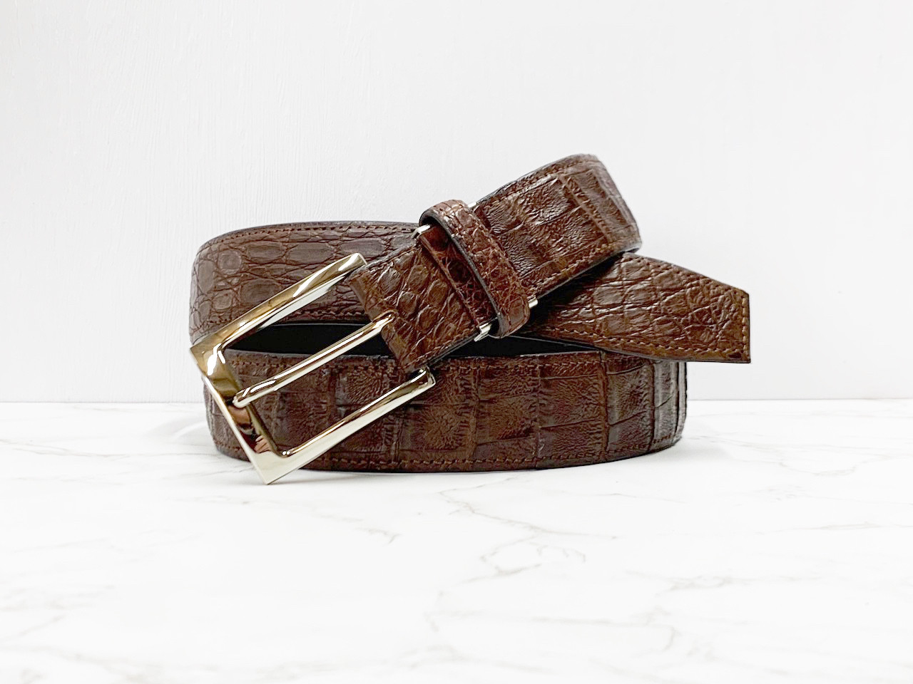 日本製　カイマン　ワニ革　マット仕上げ　　３５㎜巾　上質　ベルト　エキゾチックレザー