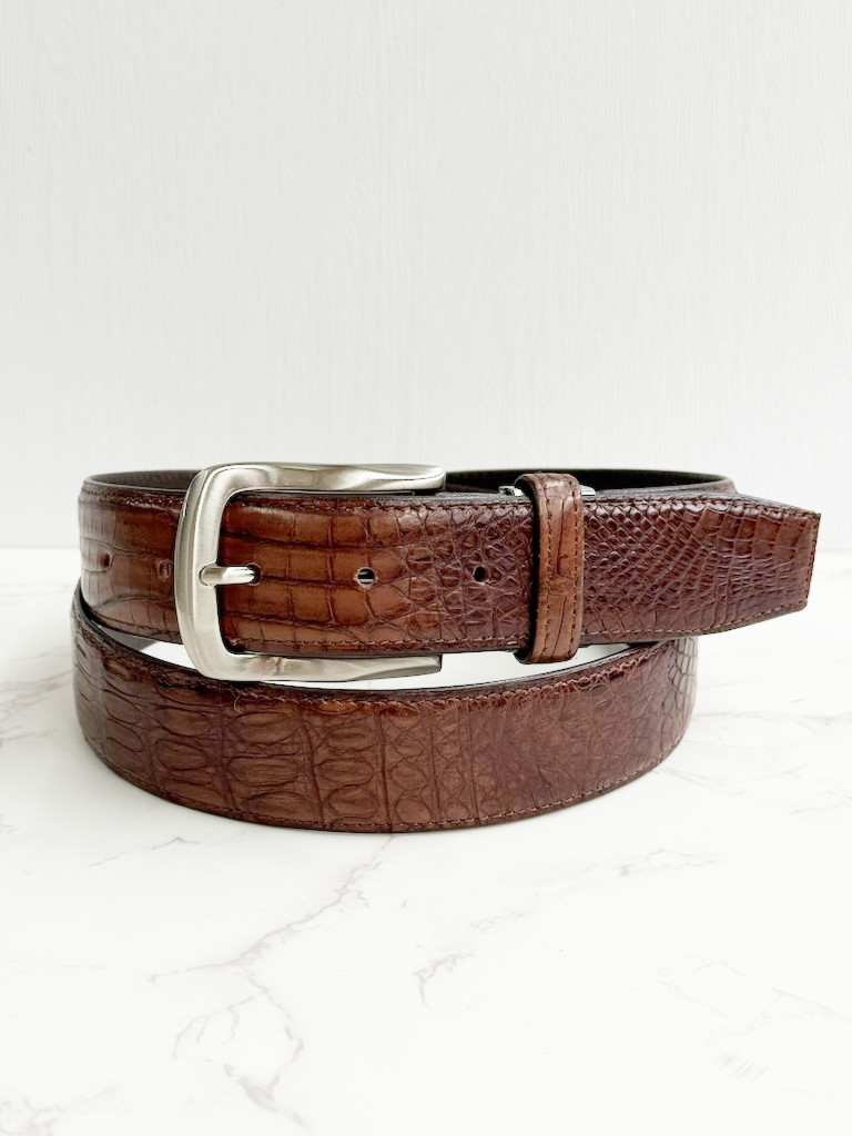 日本製　カイマン　ワニ革　マット仕上げ　３５㎜巾　ベルト　エキゾチックレザー