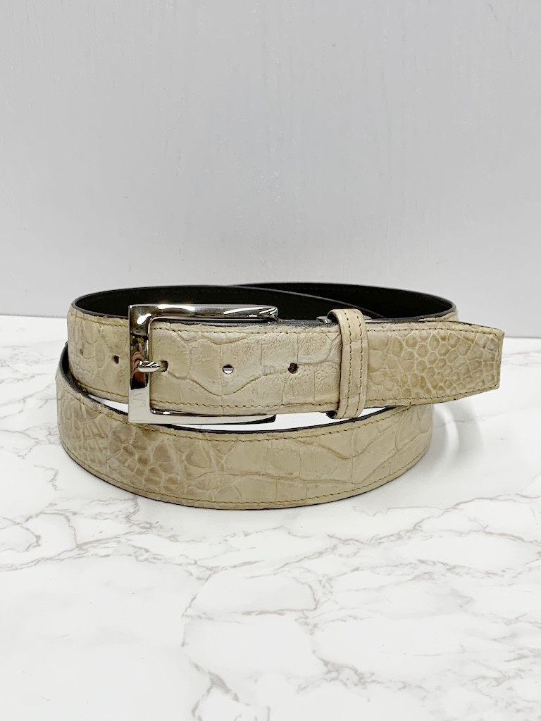 日本製　カイマン　ワニ革　３５㎜巾　上質　ベルト　エキゾチックレザー