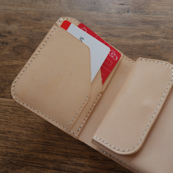 二つ折りミニ財布　イタリアンレザー  アラスカ　ピンク　バネホック タイプ 5枚目の画像