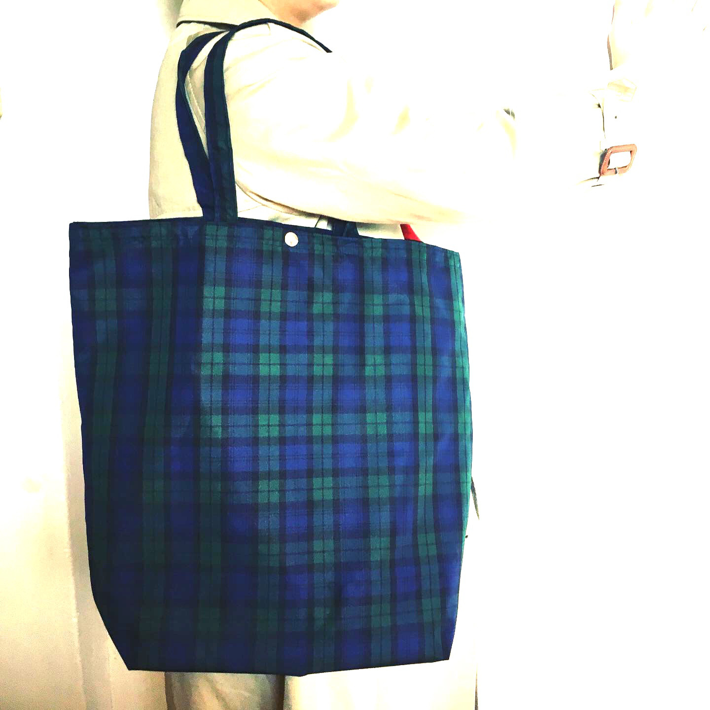大人気！再再々販☺︎素敵エコバッグ ポケット付✴︎タータンチェック