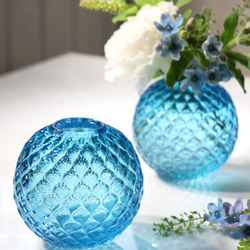 新作「Frutta一輪挿しM（アクアブルー）」水色 ネモフィラ ダリア