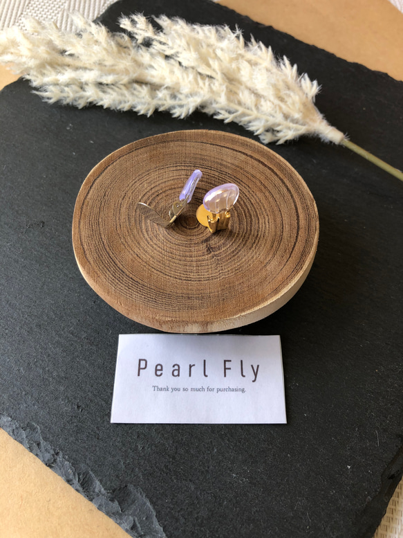 ブラック×フロッキー＊サージカルステンレスピアス　樹脂/チタン/k14gf/イヤリング/黒 8枚目の画像