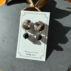 ブラック×フロッキー＊サージカルステンレスピアス　樹脂/チタン/k14gf/イヤリング/黒 5枚目の画像