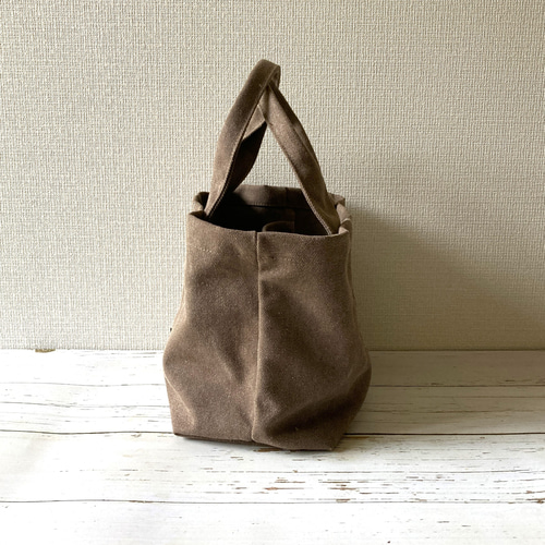 受注生産〕ヴィンテージ帆布の仕切りミニトートバッグ(ブラウン 受注生産〕ヴィンテージ帆布の仕切りミニトートバッグ(ブラウン