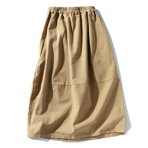 スカート　綿100%　ウエストゴム　ポケット付き　ブラウン　＃12109BR 2枚目の画像