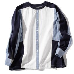 長袖Tシャツ　丸襟長袖シャツ　バイカラー　コットン　M＆Lサイズ L020 1枚目の画像
