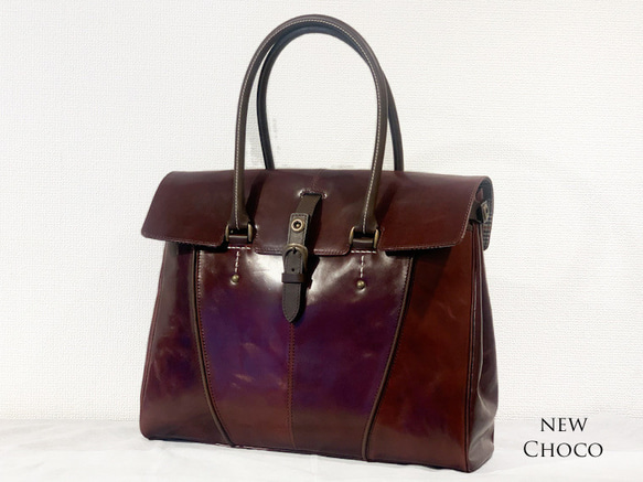 イタリアンレザーの素晴らしいエイジング　フラップが外せる２wayデザイン フラップトートバッグ UNISON DEPT パイピング