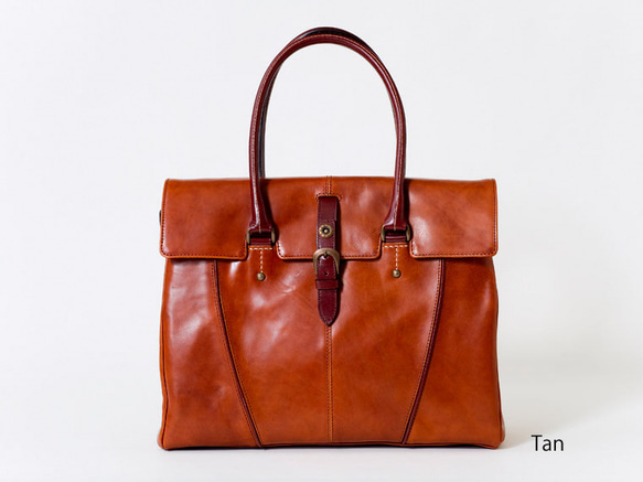 イタリアンレザーの素晴らしいエイジング　フラップが外せる２wayデザイン フラップトートバッグ UNISON DEPT パイピング