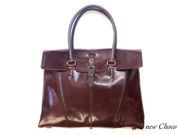 イタリアンレザーの素晴らしいエイジング　フラップが外せる２wayデザイン フラップトートバッグ UNISON DEPT パイピング