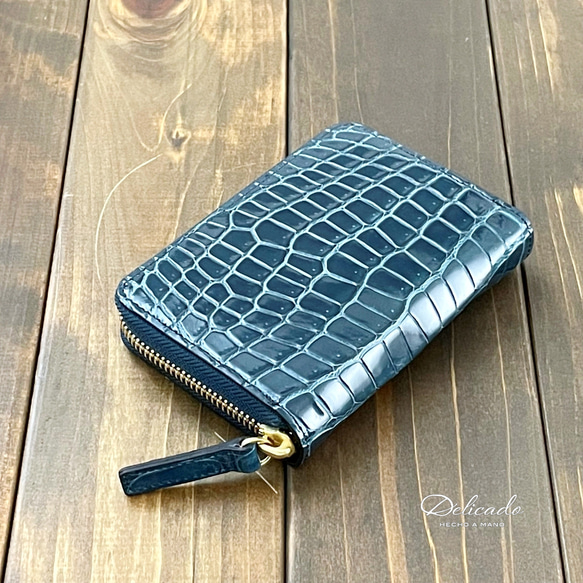 【美品】シャイニングクロコダイル 腹皮 無双 2つ折り長財布 ポロサス sankyo shokai（三京商会） スモールクロコダイル ポロサス 長財布