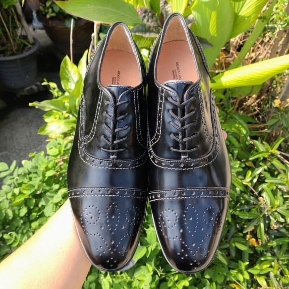 美品 ONLY MEERMIN 6.5 レザーセミブローグシューズ ドレス 茶 - メルカリ