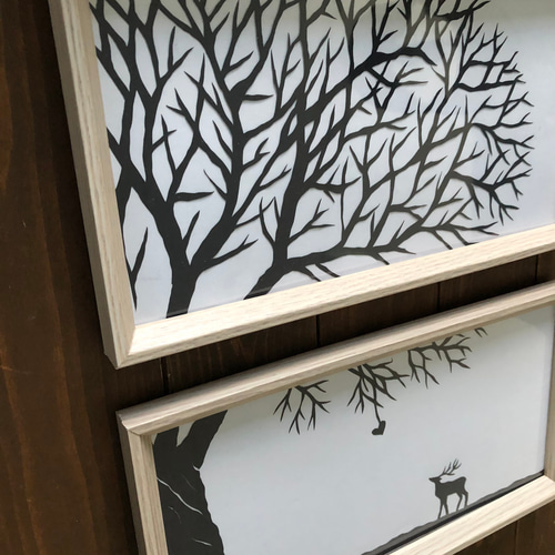 木製切り絵アート 木製切り絵アート 鶴