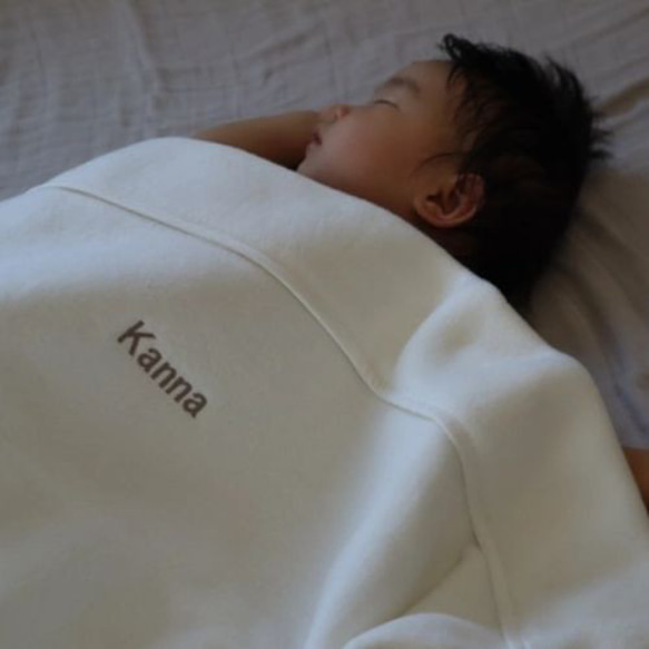 【送料無料】出産祝いに♡名入れコットンベビー毛布 3枚目の画像