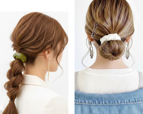 ♥️200 本革 編み込み ヘアゴム / レザー ヘアアクセサリー 編みゴム