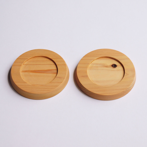 木製コースター 2枚セット ヒノキ材14 丸型 4枚目の画像