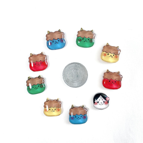 鬼太郎☺︎ 1点　オイスターターコイズピアス　イヤリングに変更可能です☺︎ 再販×1】太鼓ピアス 赤鬼ver. ／イヤリング・サージカル