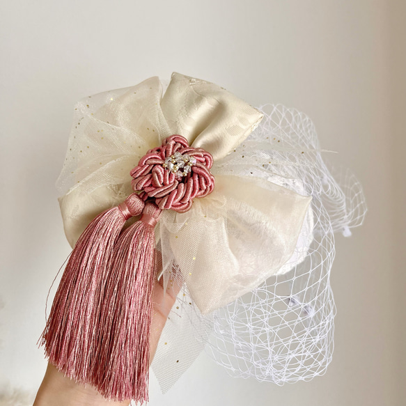 《受注生産》トーク帽　ウエディングハット　カクテルハット　ヘッドドレス　和装　成人式　卒業式　着物　ウエディング 6枚目の画像