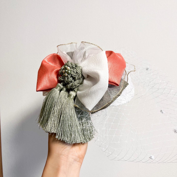 《受注生産》トーク帽　ウエディングハット　カクテルハット　ヘッドドレス　和装　成人式　卒業式　着物　ウエディング 11枚目の画像