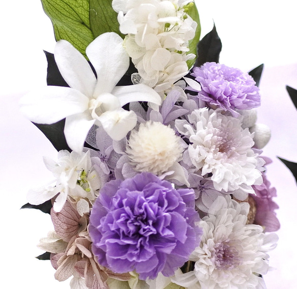 《想･SOU》仏花◇花器の色が選べます♢﻿お供え花・すべてプリザーブドフラワーの仏花 4枚目の画像