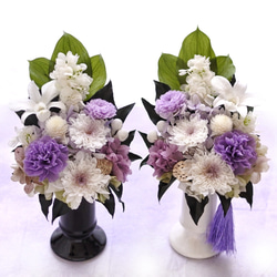 《想･SOU》仏花◇花器の色が選べます♢﻿お供え花・すべてプリザーブドフラワーの仏花 3枚目の画像