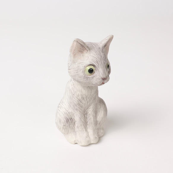 Figurine Cat　猫　ねこ　人形　グレー 5枚目の画像