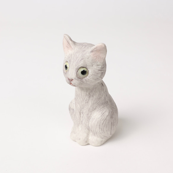 Figurine Cat　猫　ねこ　人形　グレー 2枚目の画像